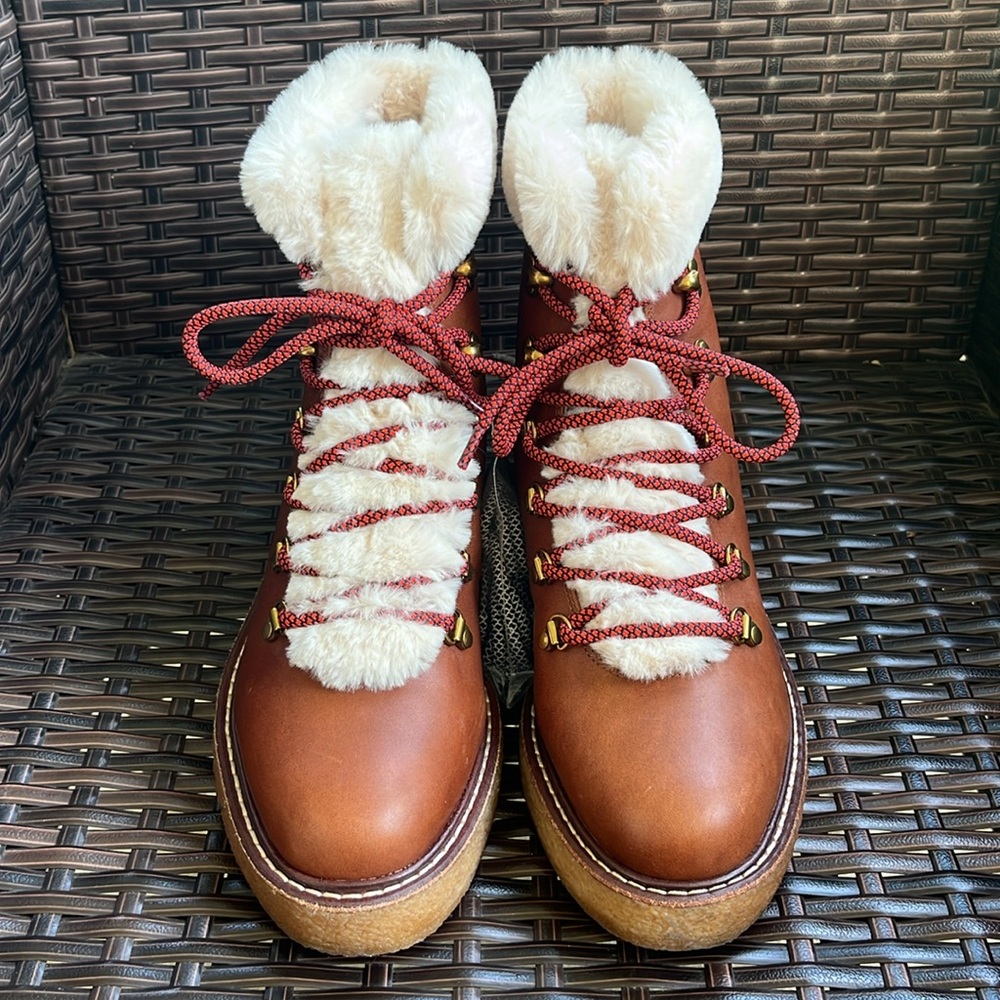 New J. Crew Leather Winter Wedge Boots - Size 8 - Picture 3 of 16